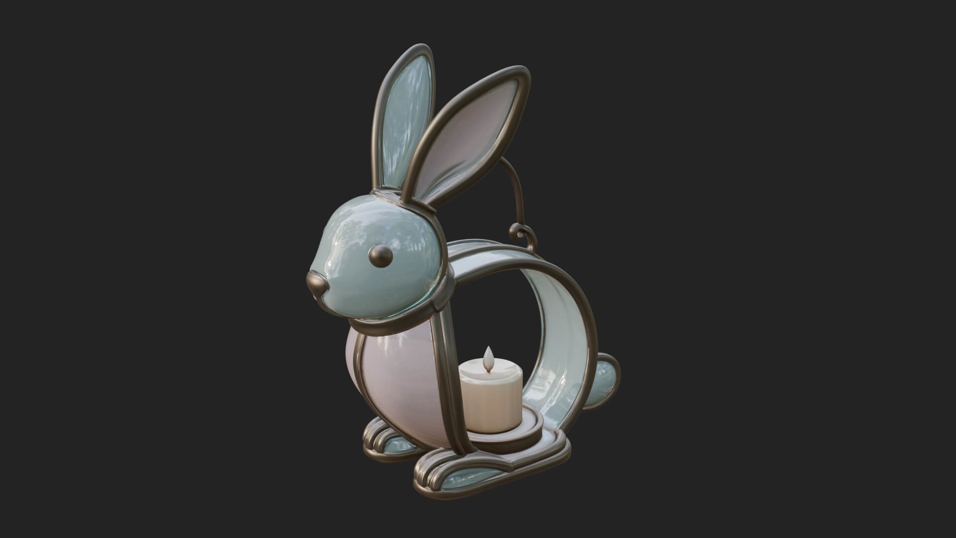 Rabbit-Shaped Glass Lantern Model Design 3 3D Print Model 3D Model