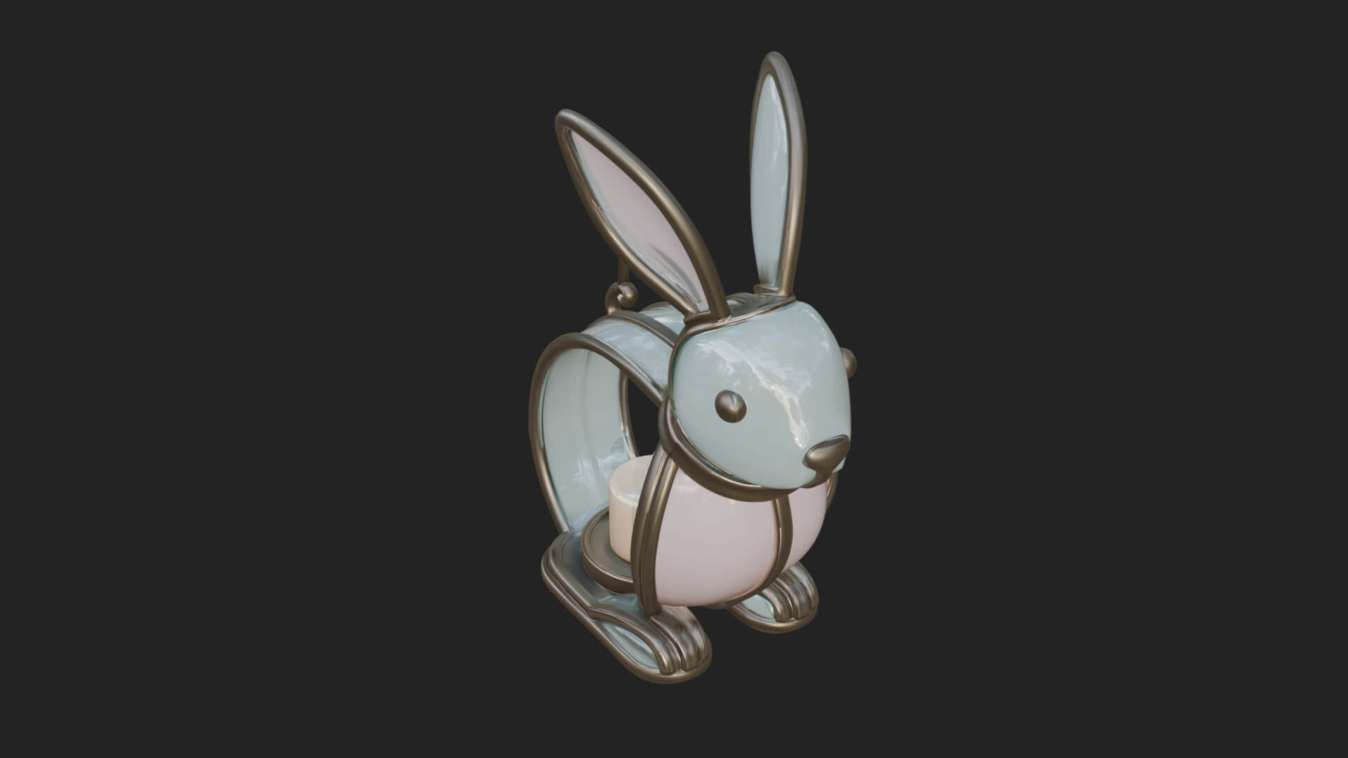 Rabbit-Shaped Glass Lantern Model Design 3 3D Print Model 3D Model