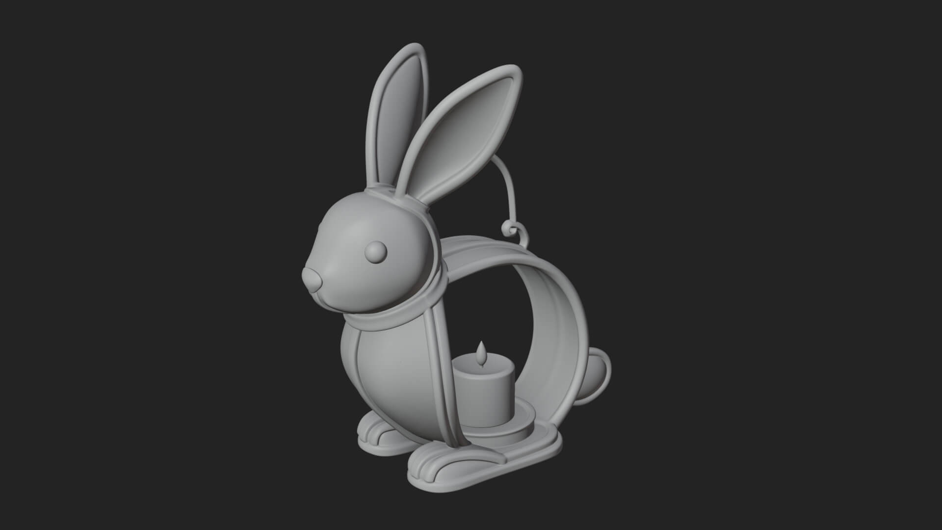Rabbit-Shaped Glass Lantern Model Design 3 3D Print Model 3D Model