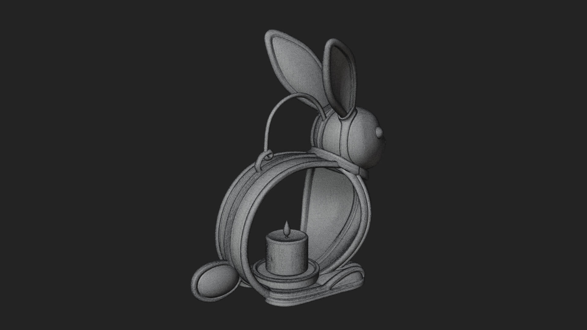 Rabbit-Shaped Glass Lantern Model Design 3 3D Print Model 3D Model
