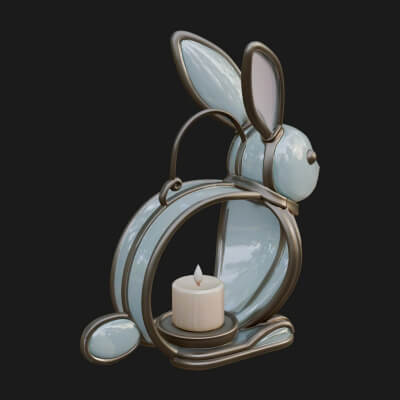 Rabbit-Shaped Glass Lantern Model Design 3 3D Print Model