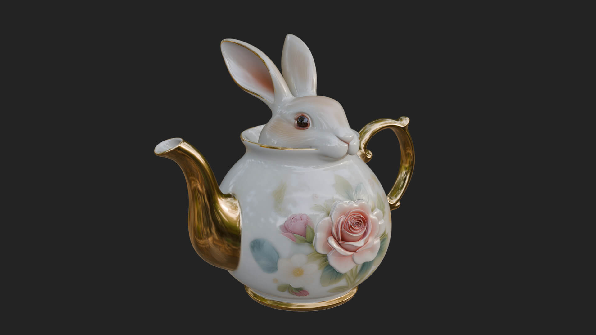 Rabbit Shaped Teapot Model Design 1 3D Print Model 3D Model