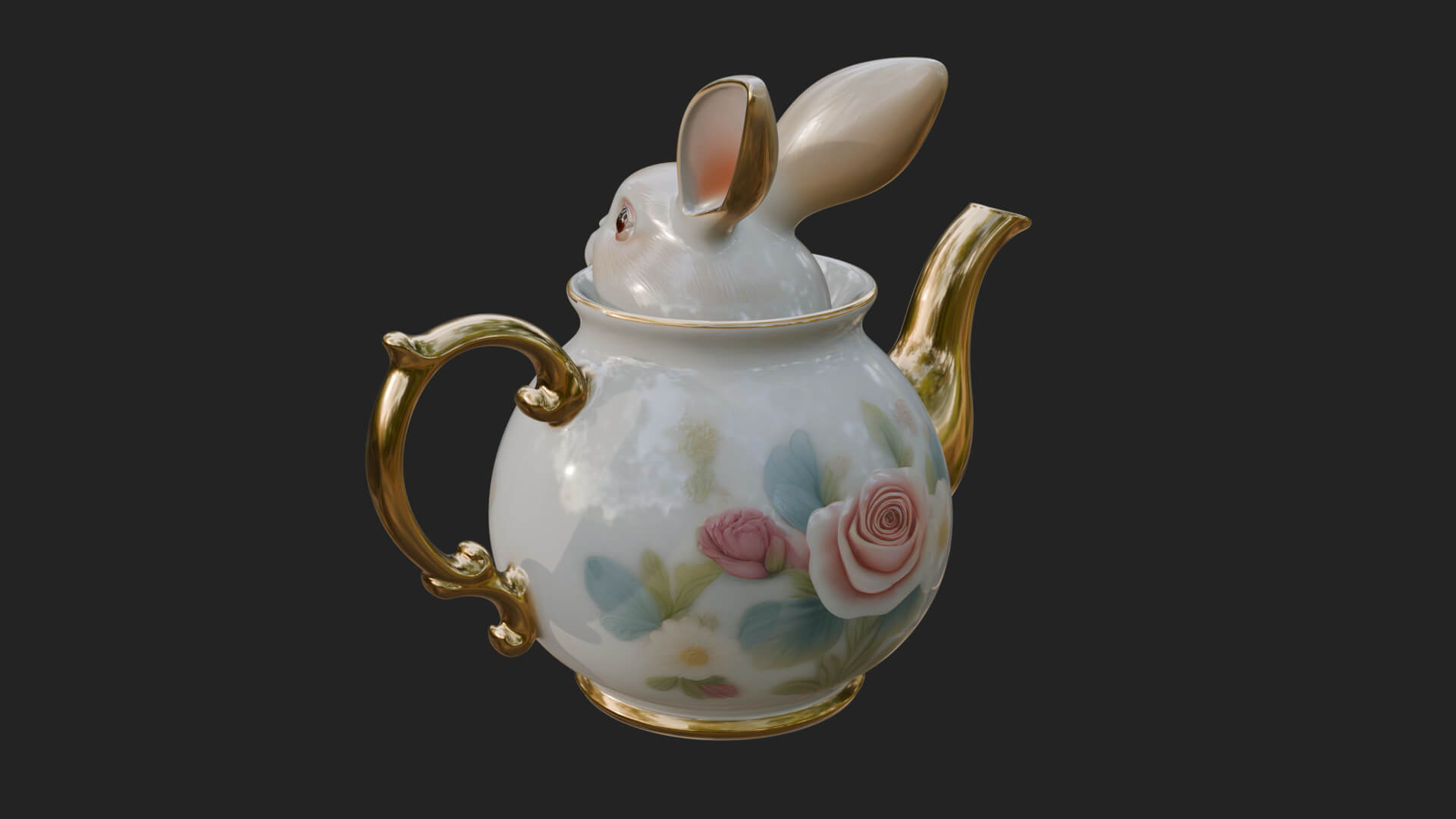 Rabbit Shaped Teapot Model Design 1 3D Print Model 3D Model