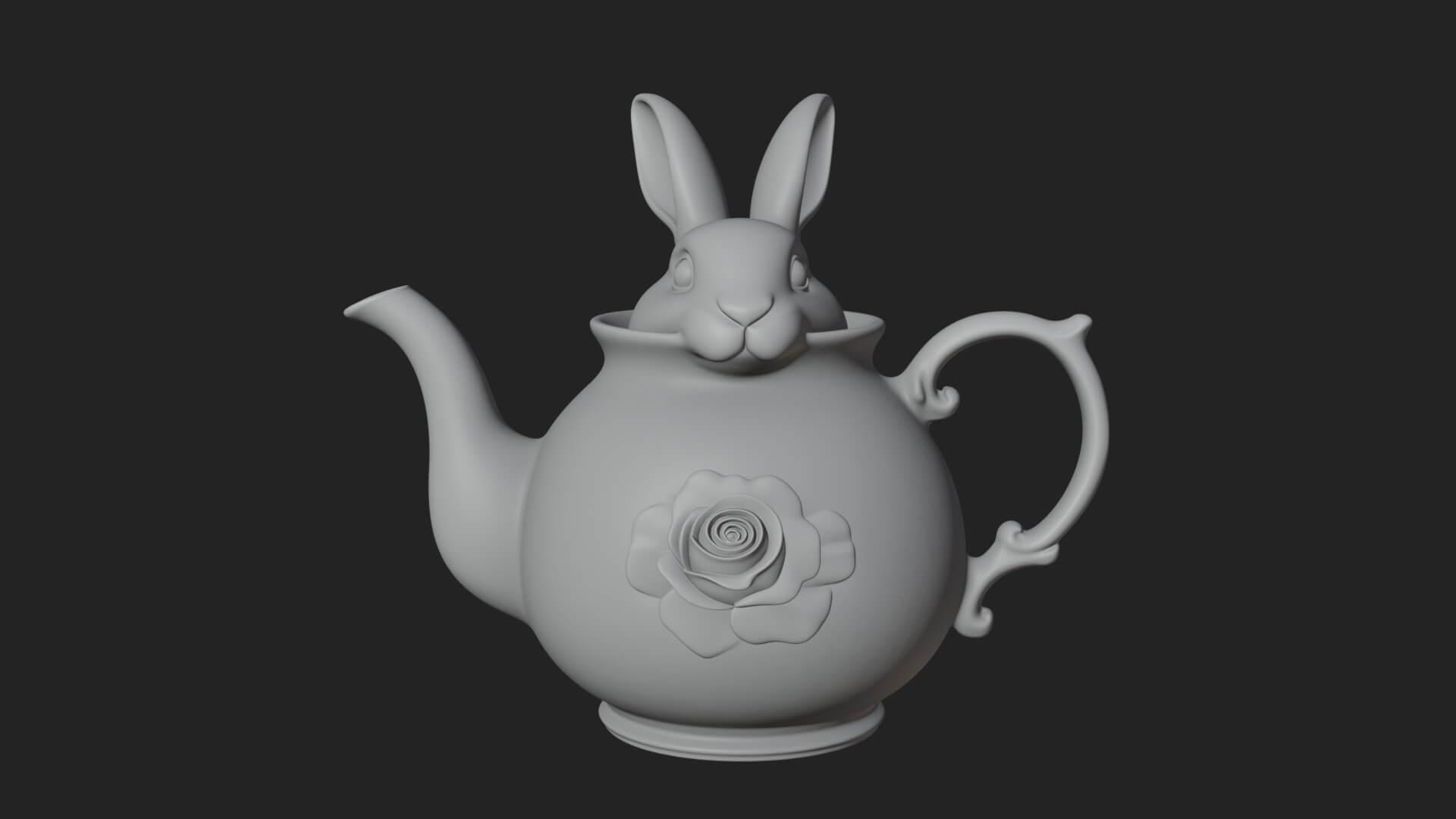 Rabbit Shaped Teapot Model Design 1 3D Print Model 3D Model