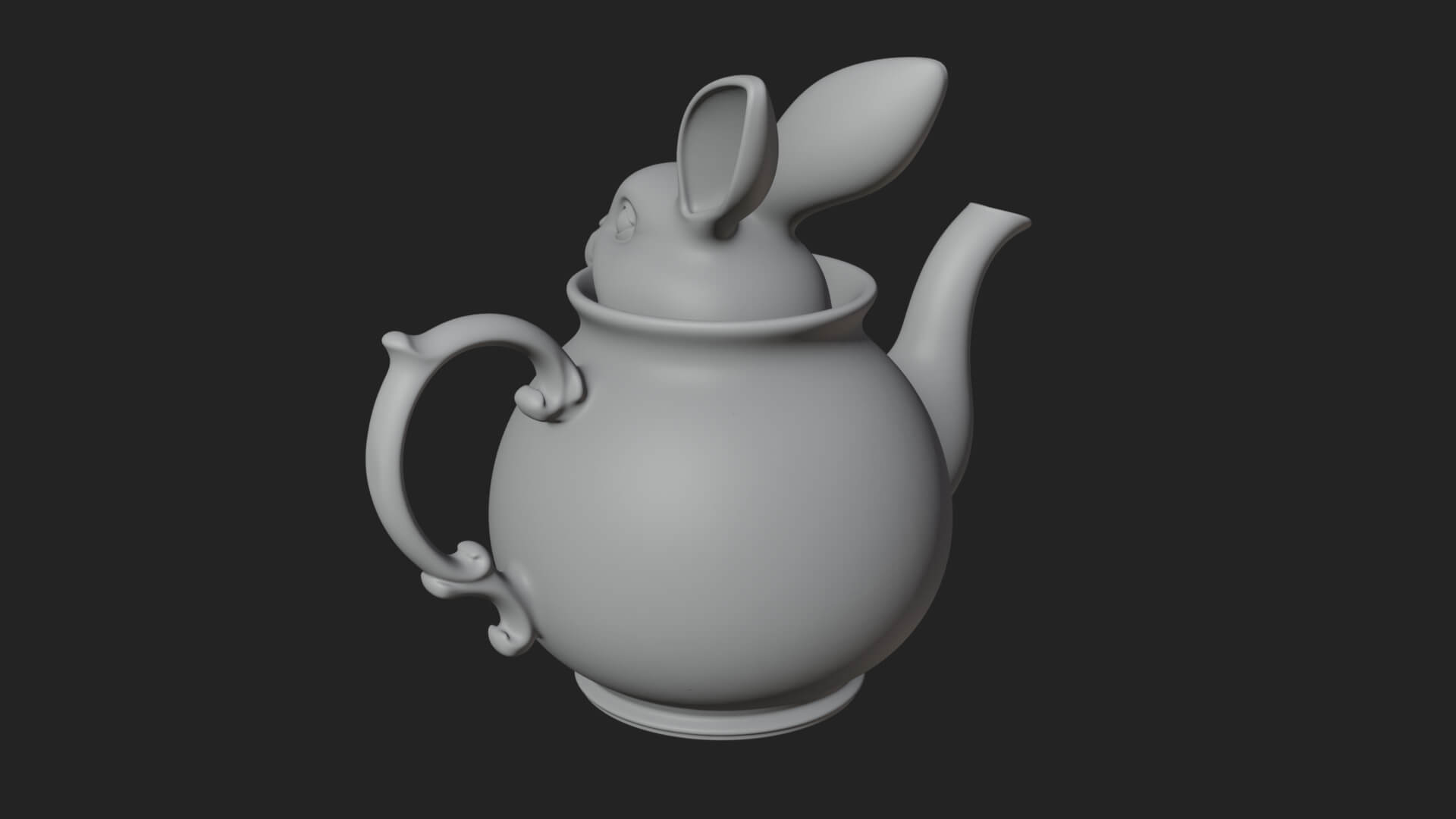 Rabbit Shaped Teapot Model Design 1 3D Print Model 3D Model