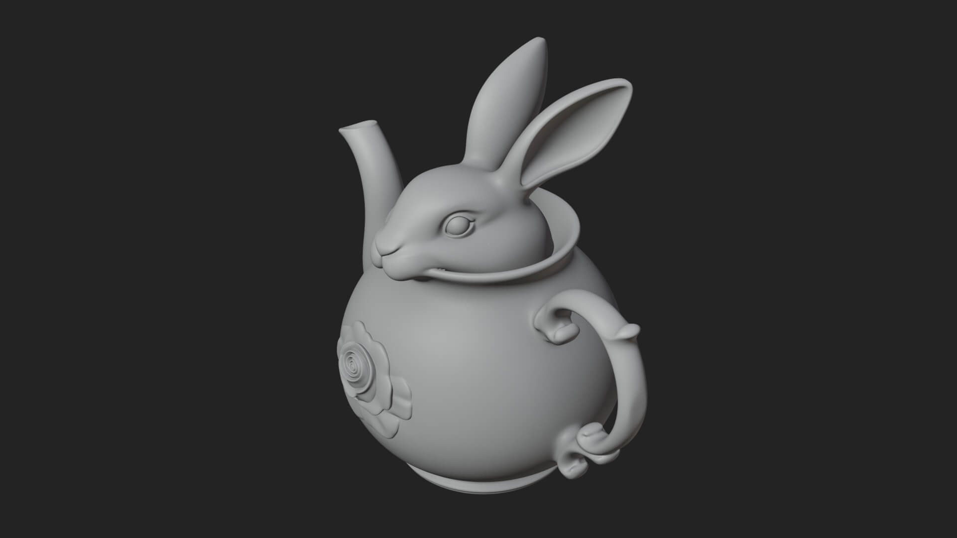 Rabbit Shaped Teapot Model Design 1 3D Print Model 3D Model