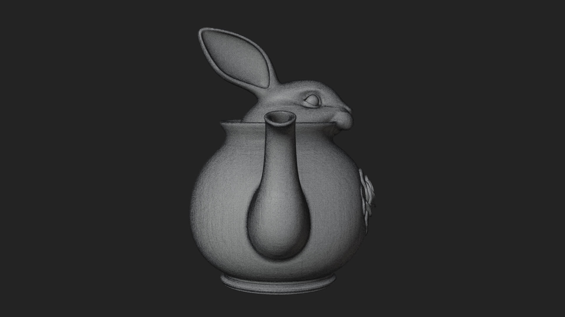 Rabbit Shaped Teapot Model Design 1 3D Print Model 3D Model