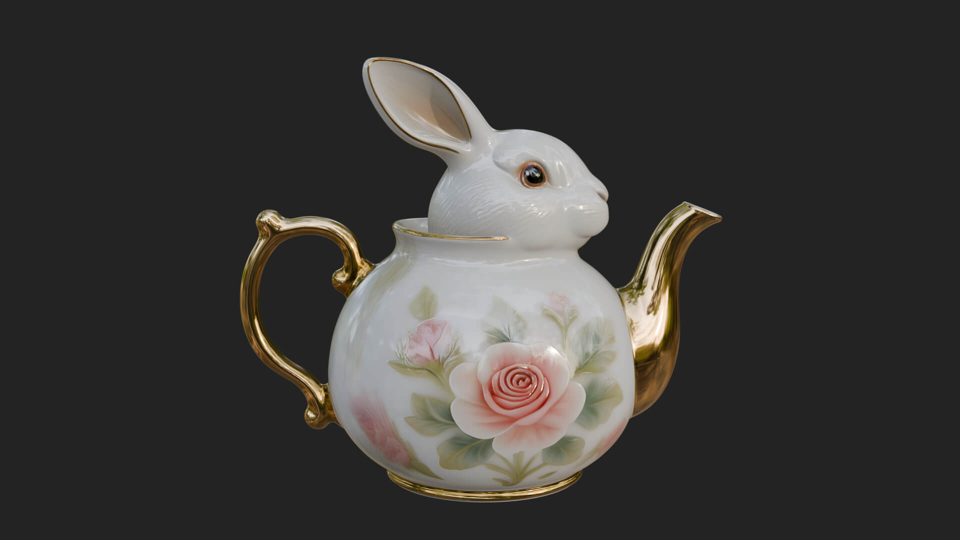 Rabbit Shaped Teapot Model Design 2 3D Print Model 3D Model