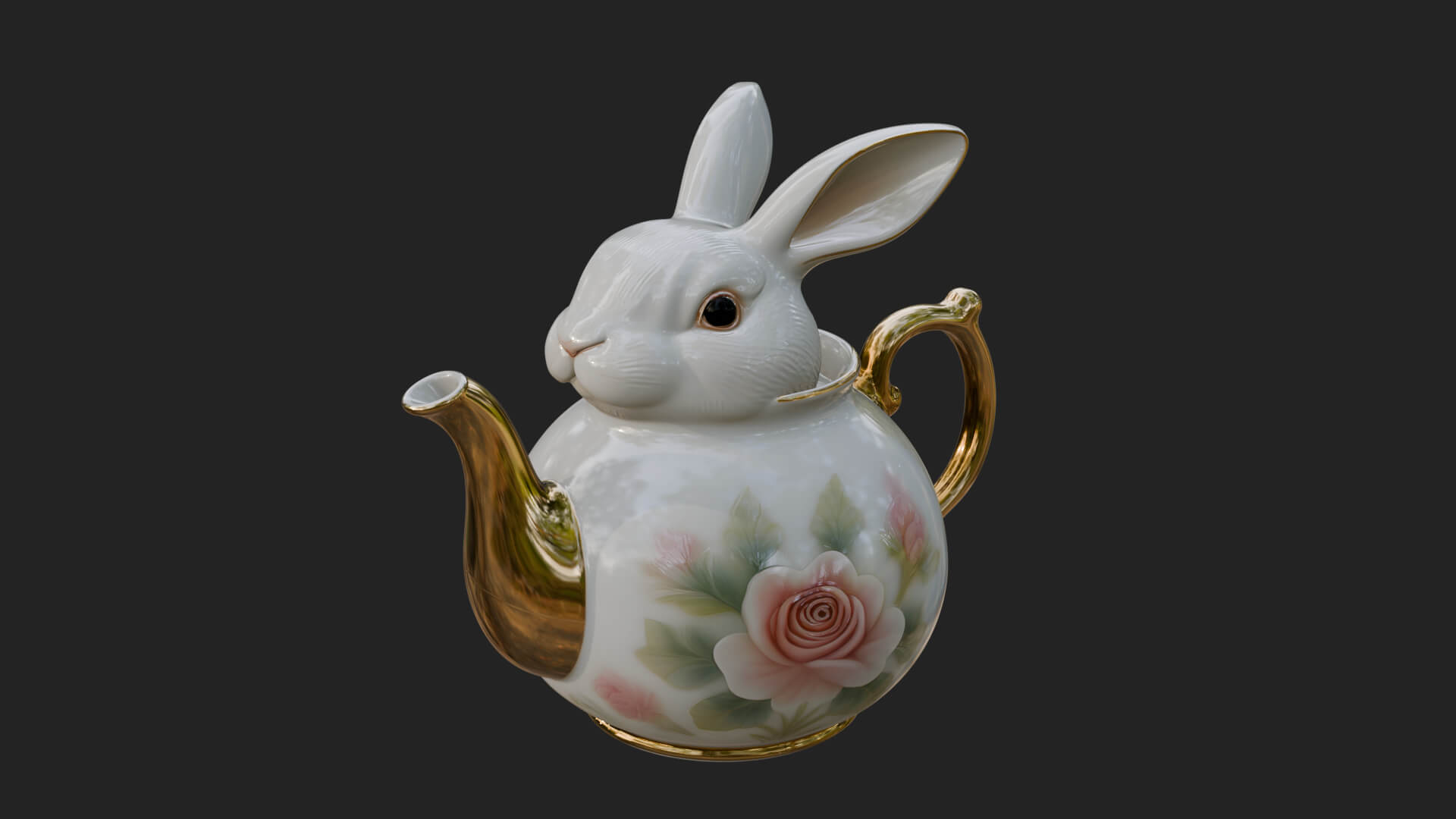 Rabbit Shaped Teapot Model Design 2 3D Print Model 3D Model