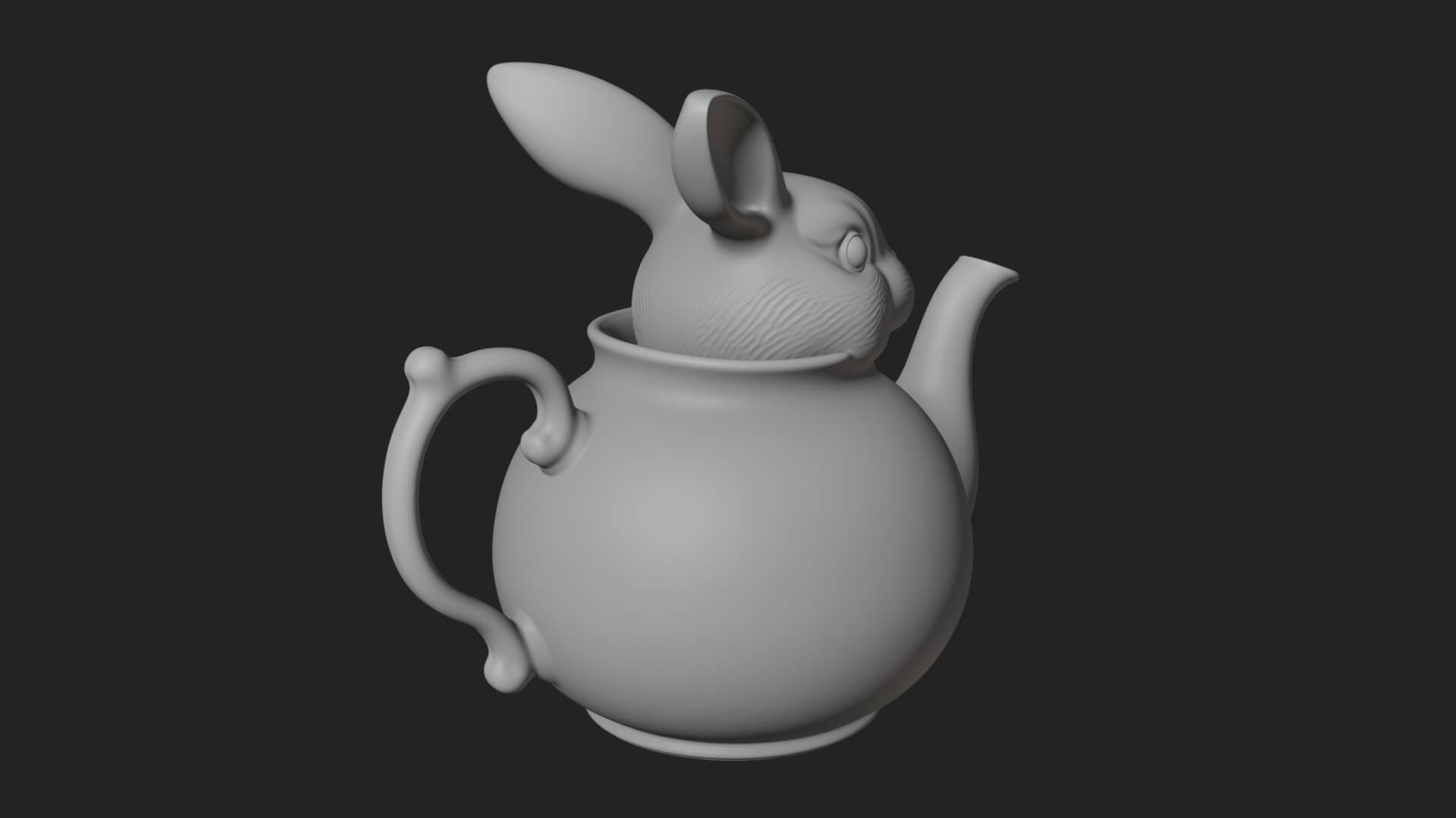 Rabbit Shaped Teapot Model Design 2 3D Print Model 3D Model