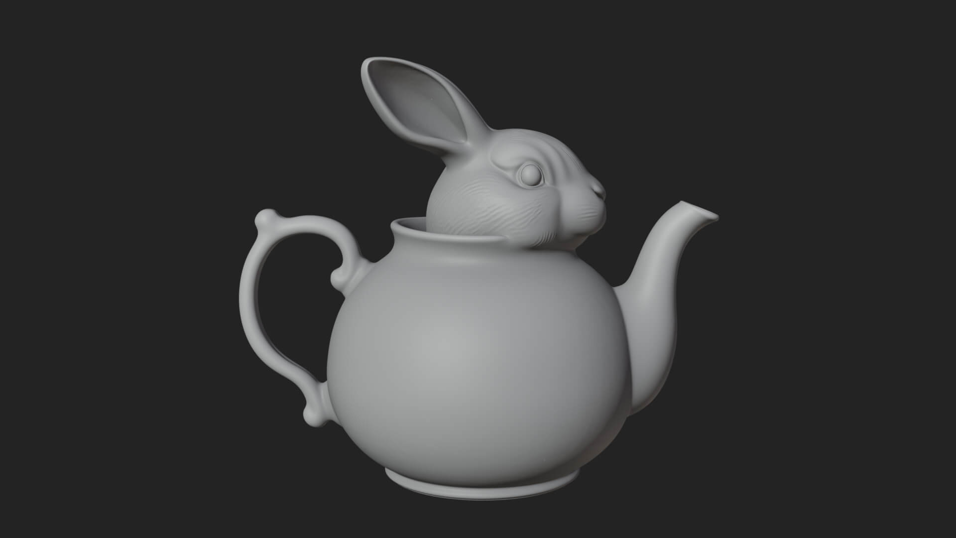 Rabbit Shaped Teapot Model Design 2 3D Print Model 3D Model