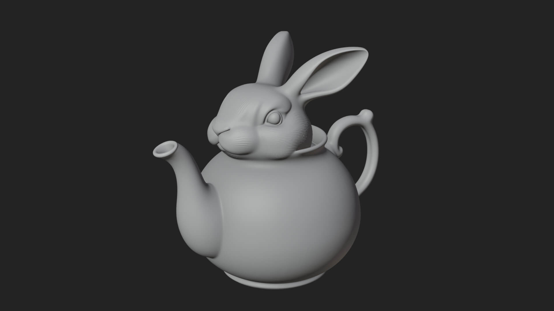 Rabbit Shaped Teapot Model Design 2 3D Print Model 3D Model