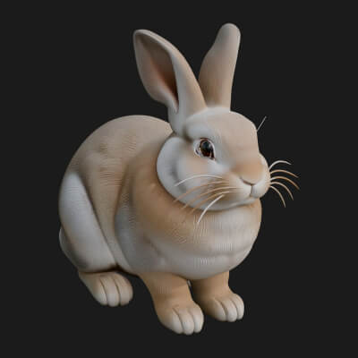 Rabbit Statue Design 1 3D Print Model