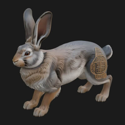Rabbit Statue Design 14 3D Print Model