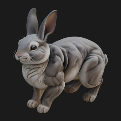 Rabbit Statue Design 15 3D Print Model