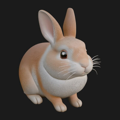 Rabbit Statue Design 17 3D Print Model