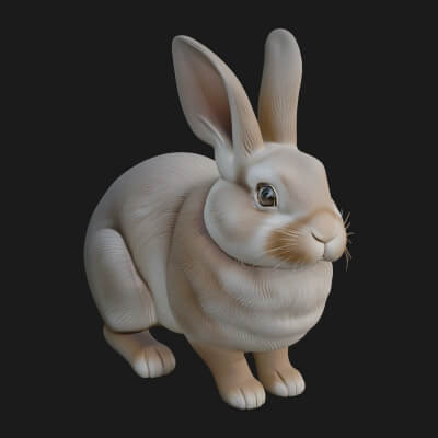 Rabbit Statue Design 3 3D Print Model