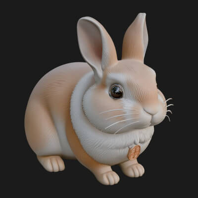 Rabbit Statue Design 6 3D Print Model