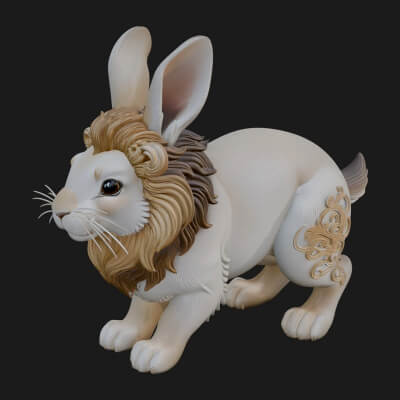 Rabbit Statue Design 7 3D Print Model