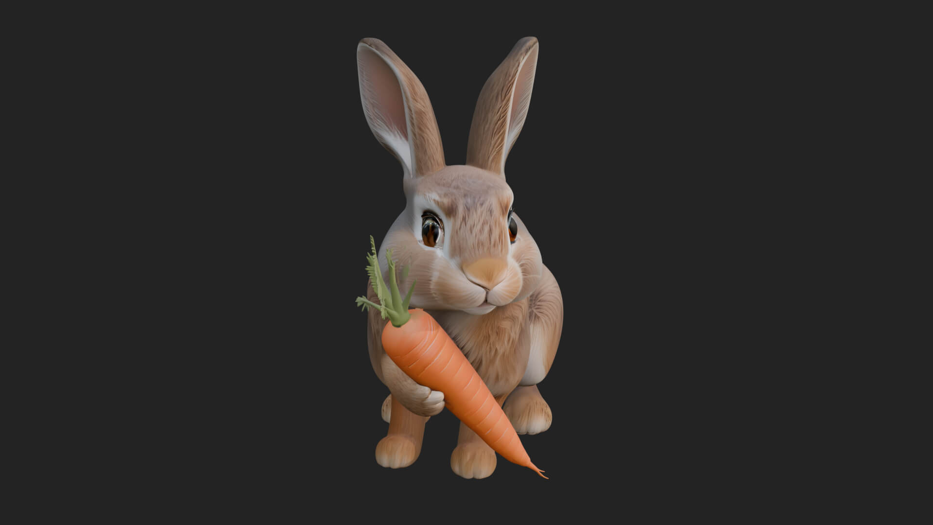 Rabbit with Carrot Statue Design 1 3D Print Model 3D Model