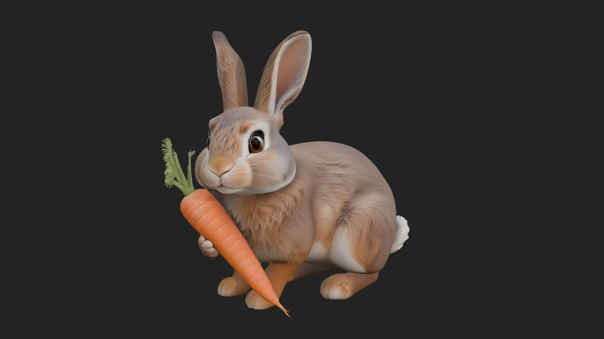 Rabbit with Carrot Statue Design 1 3D Print Model 3D Model