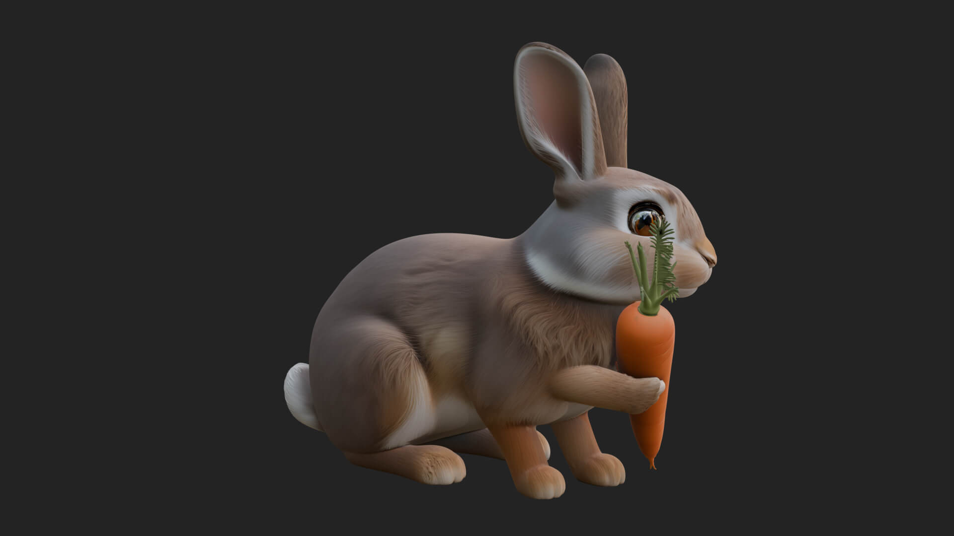 Rabbit with Carrot Statue Design 1 3D Print Model 3D Model