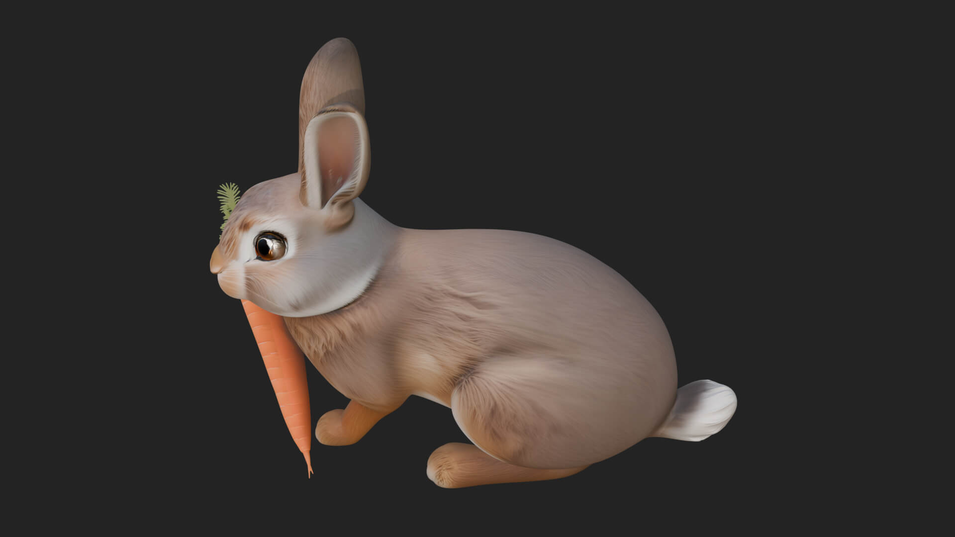 Rabbit with Carrot Statue Design 1 3D Print Model 3D Model