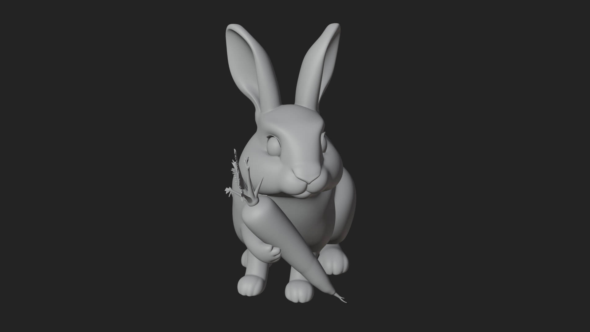 Rabbit with Carrot Statue Design 1 3D Print Model 3D Model