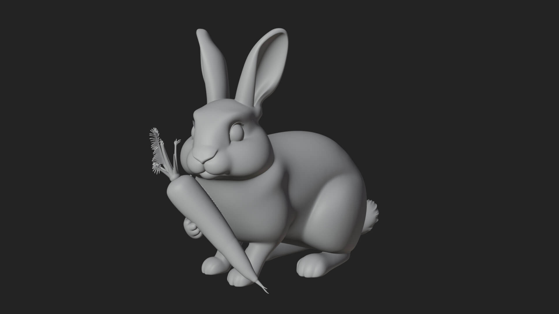 Rabbit with Carrot Statue Design 1 3D Print Model 3D Model