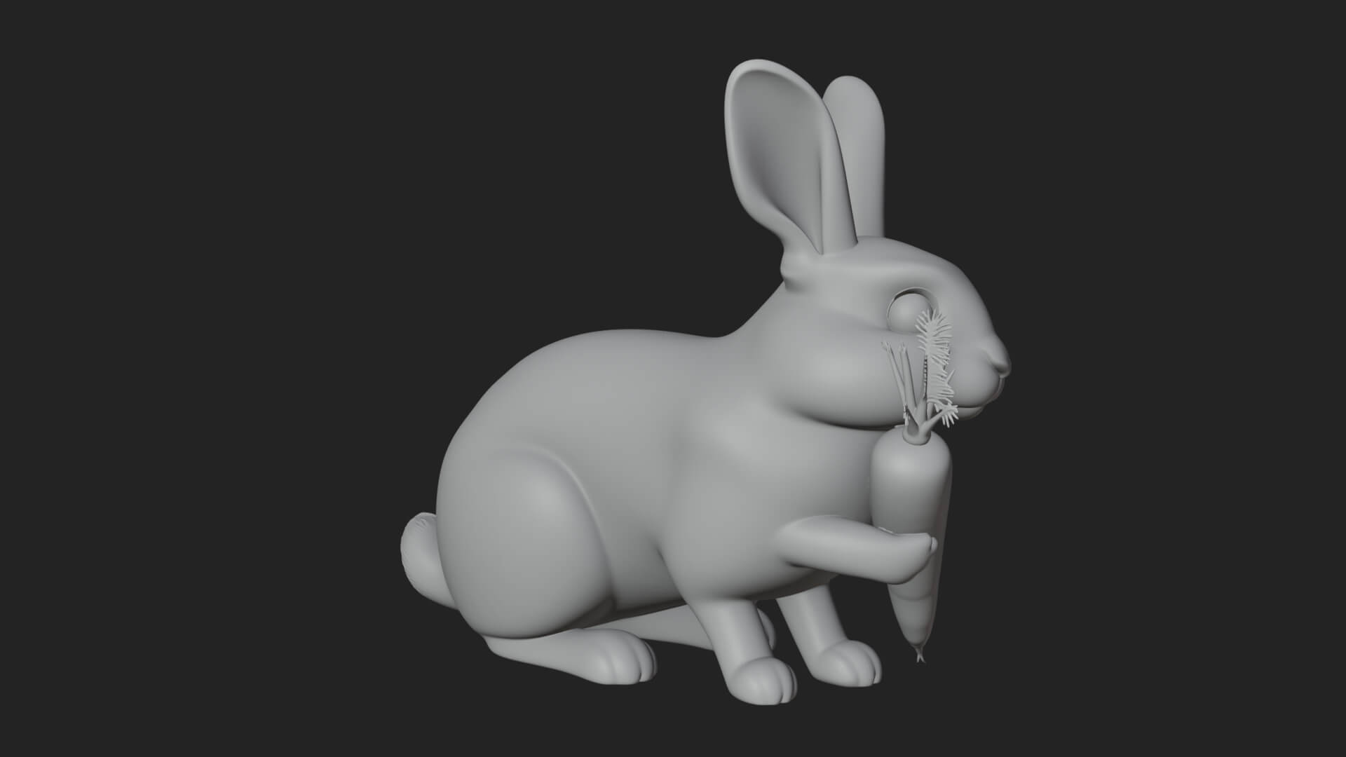 Rabbit with Carrot Statue Design 1 3D Print Model 3D Model
