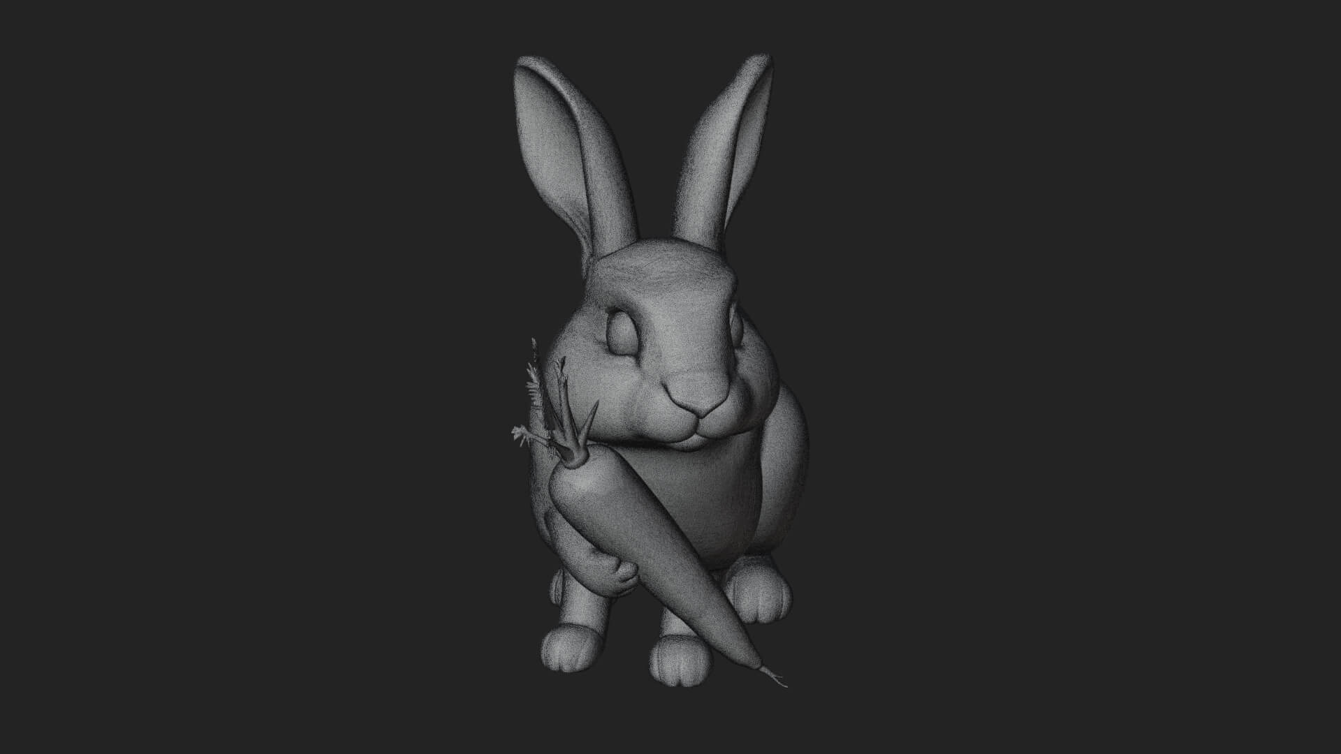 Rabbit with Carrot Statue Design 1 3D Print Model 3D Model