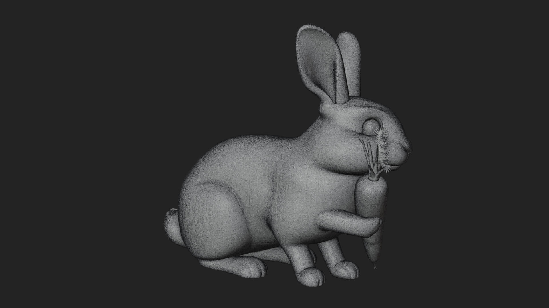 Rabbit with Carrot Statue Design 1 3D Print Model 3D Model