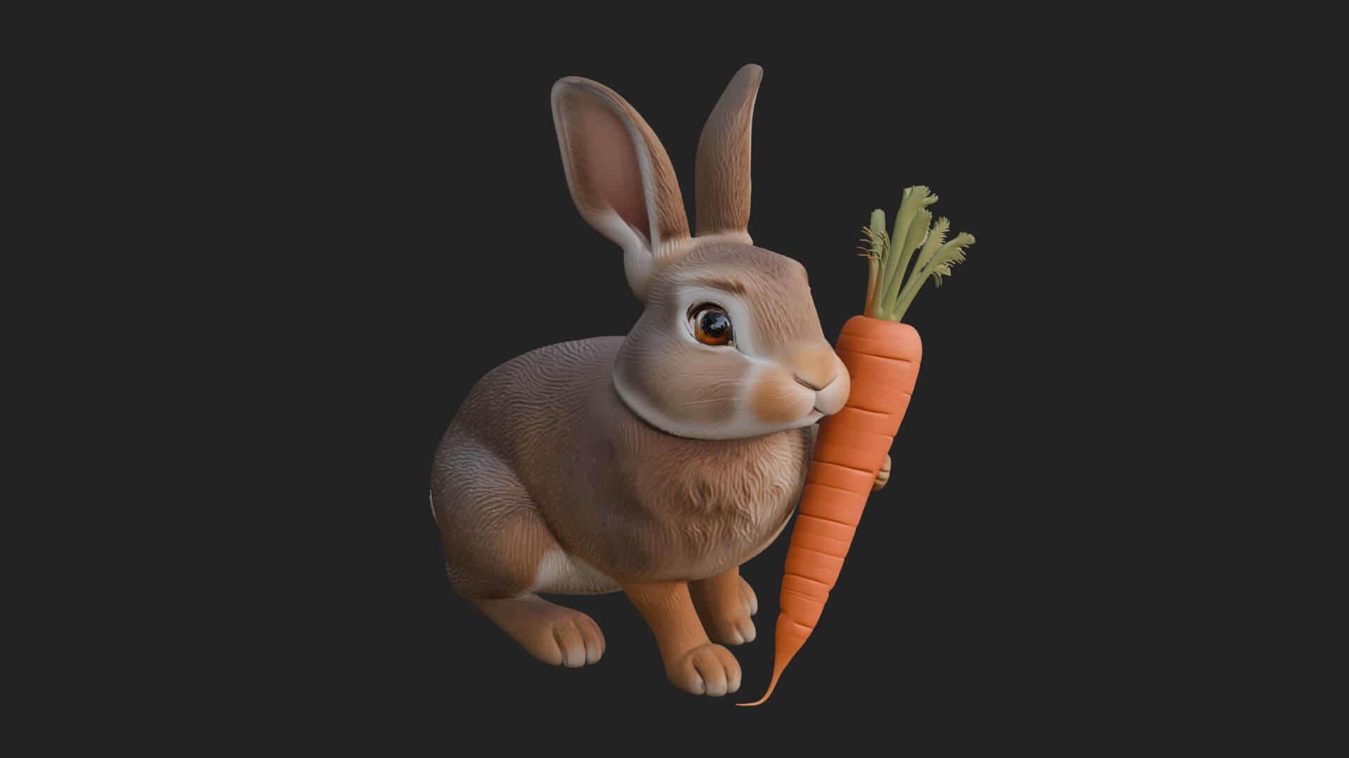 Rabbit with Carrot Statue Design 2 3D Print Model 3D Model