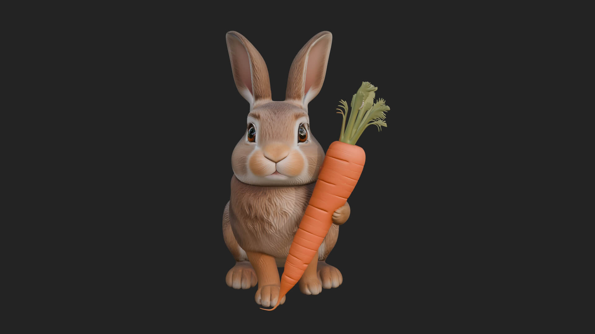 Rabbit with Carrot Statue Design 2 3D Print Model 3D Model