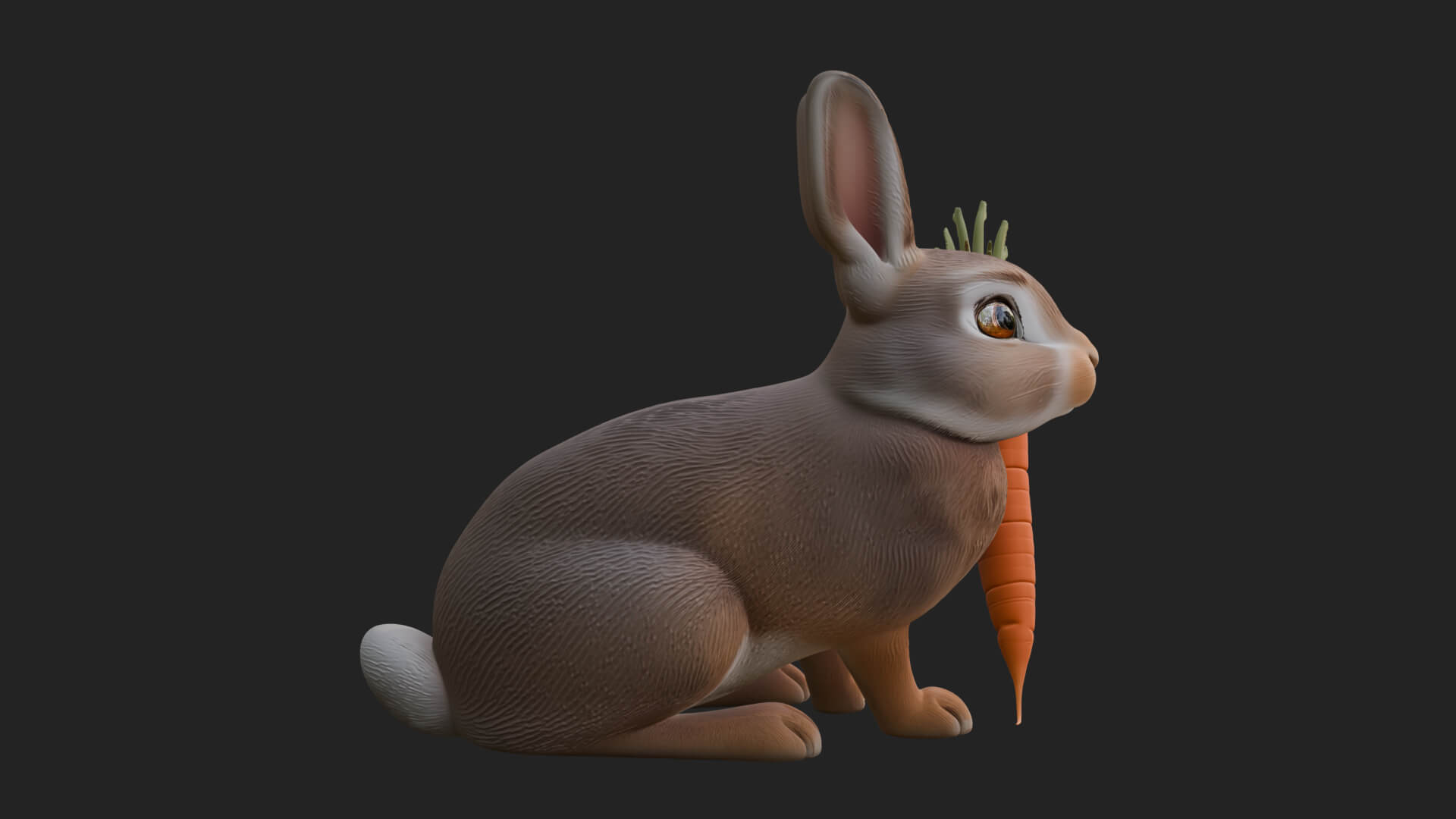 Rabbit with Carrot Statue Design 2 3D Print Model 3D Model