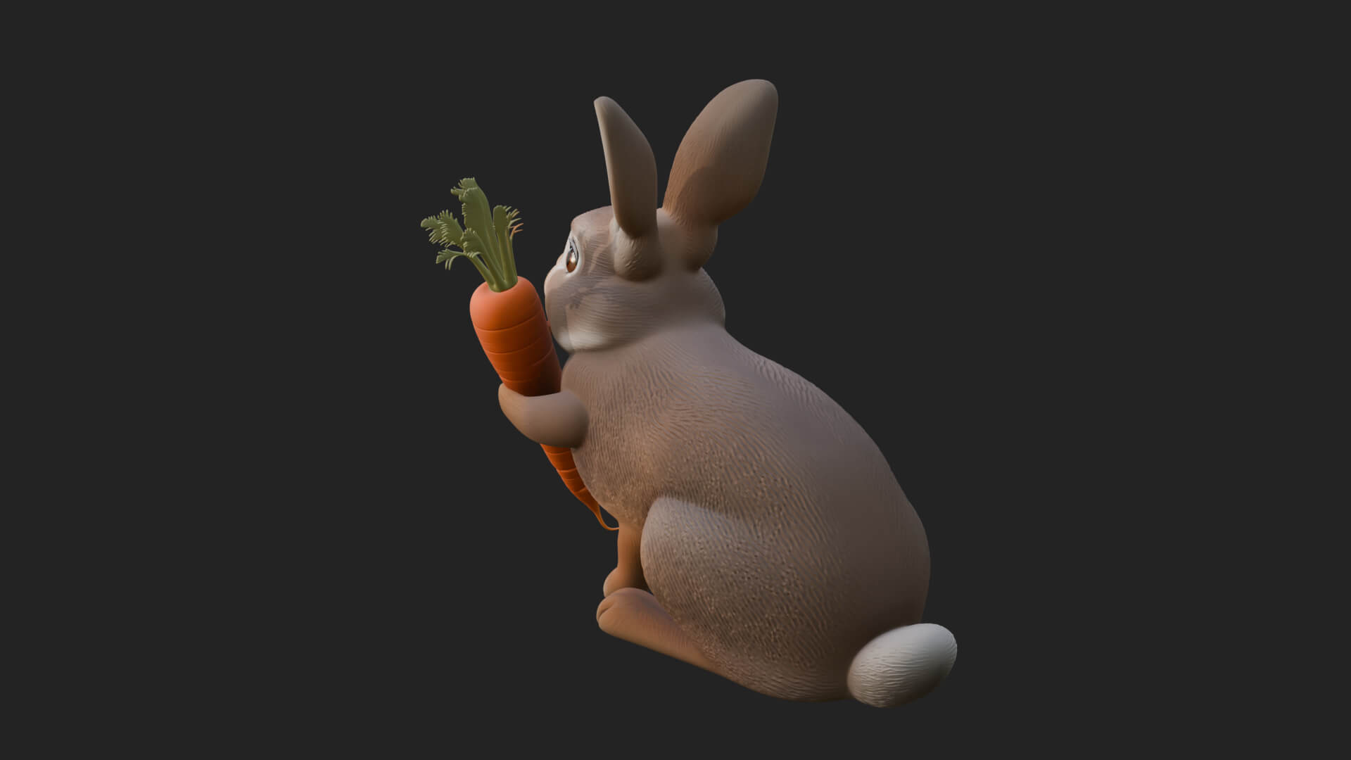 Rabbit with Carrot Statue Design 2 3D Print Model 3D Model