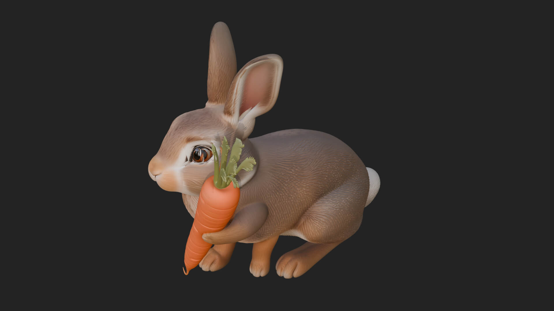 Rabbit with Carrot Statue Design 2 3D Print Model 3D Model