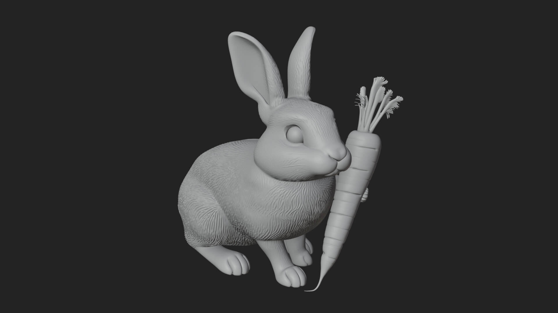 Rabbit with Carrot Statue Design 2 3D Print Model 3D Model