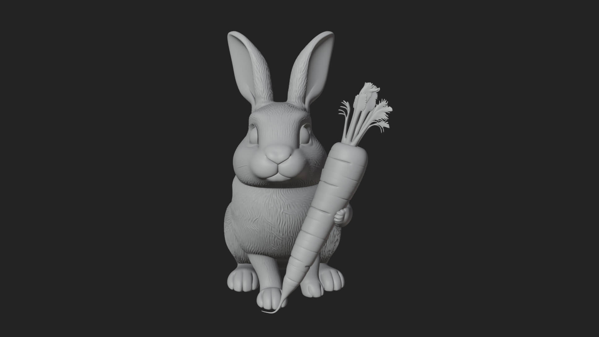 Rabbit with Carrot Statue Design 2 3D Print Model 3D Model