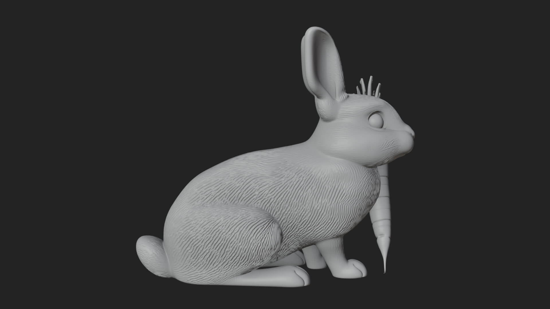 Rabbit with Carrot Statue Design 2 3D Print Model 3D Model