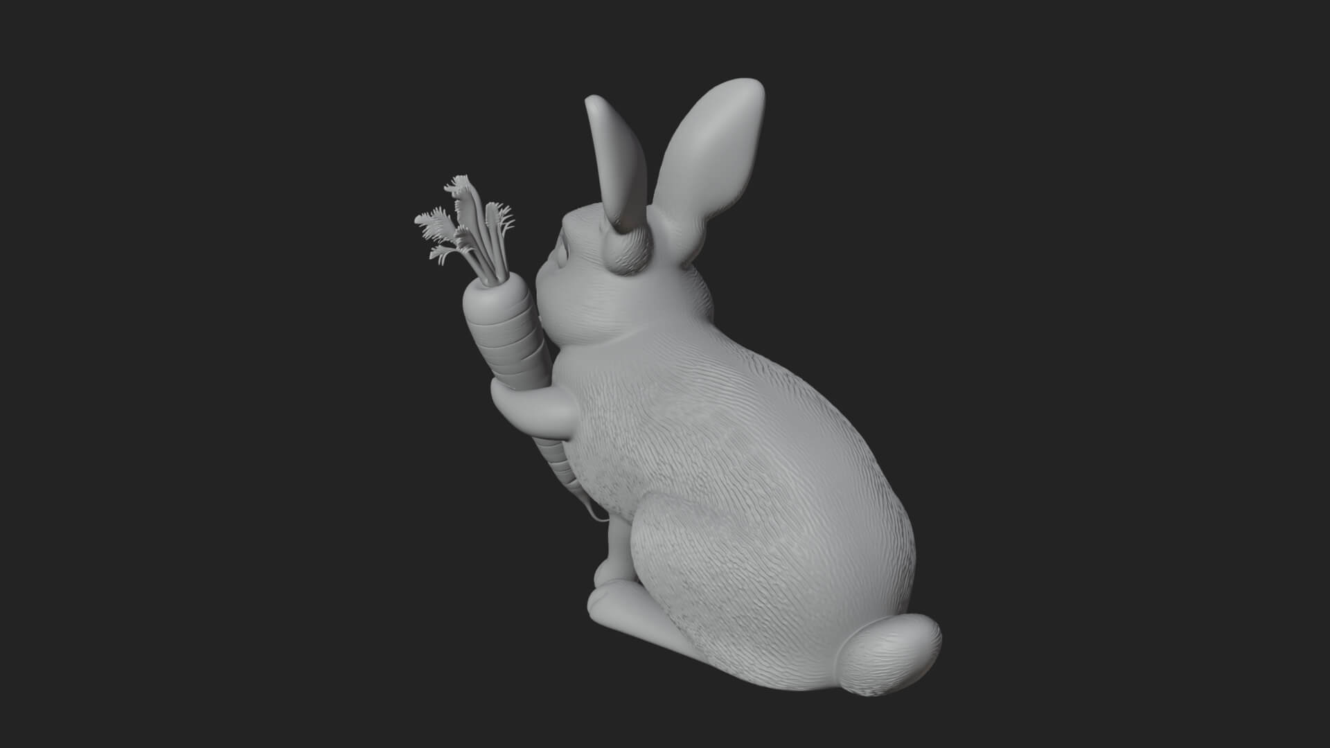 Rabbit with Carrot Statue Design 2 3D Print Model 3D Model