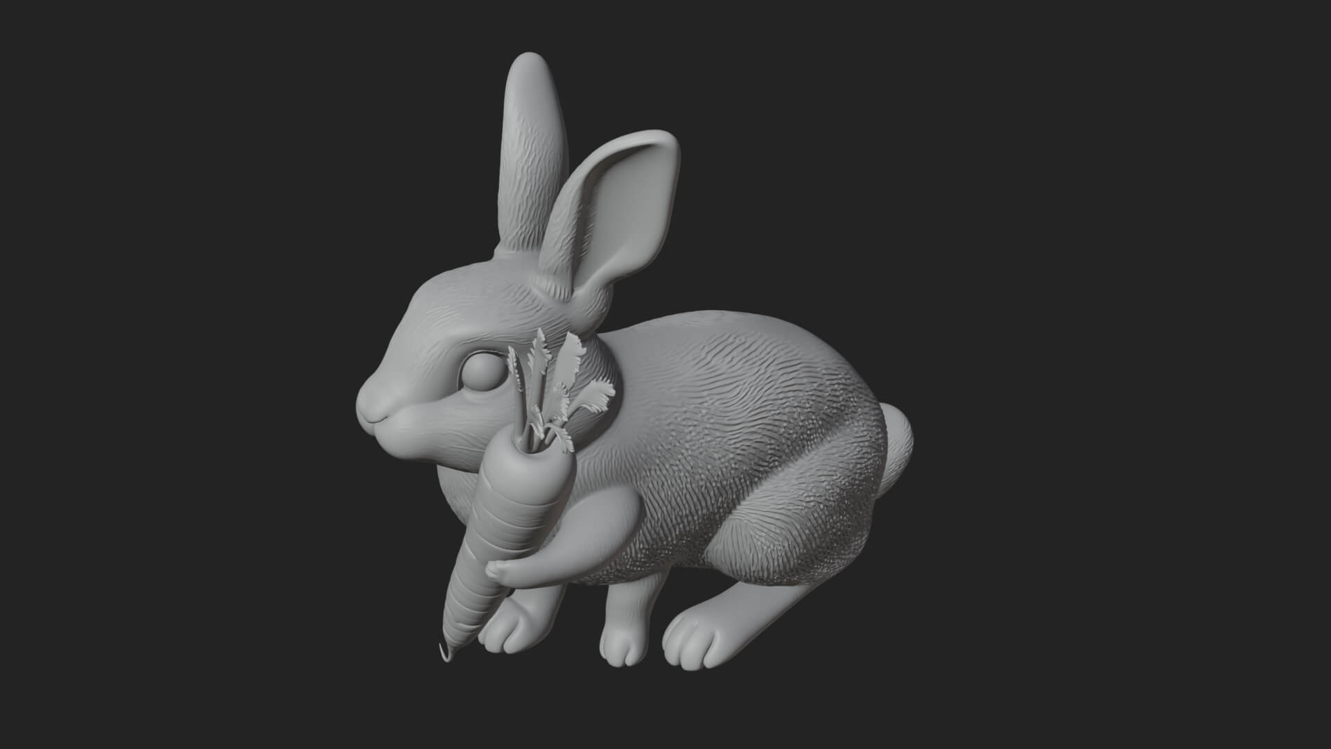 Rabbit with Carrot Statue Design 2 3D Print Model 3D Model