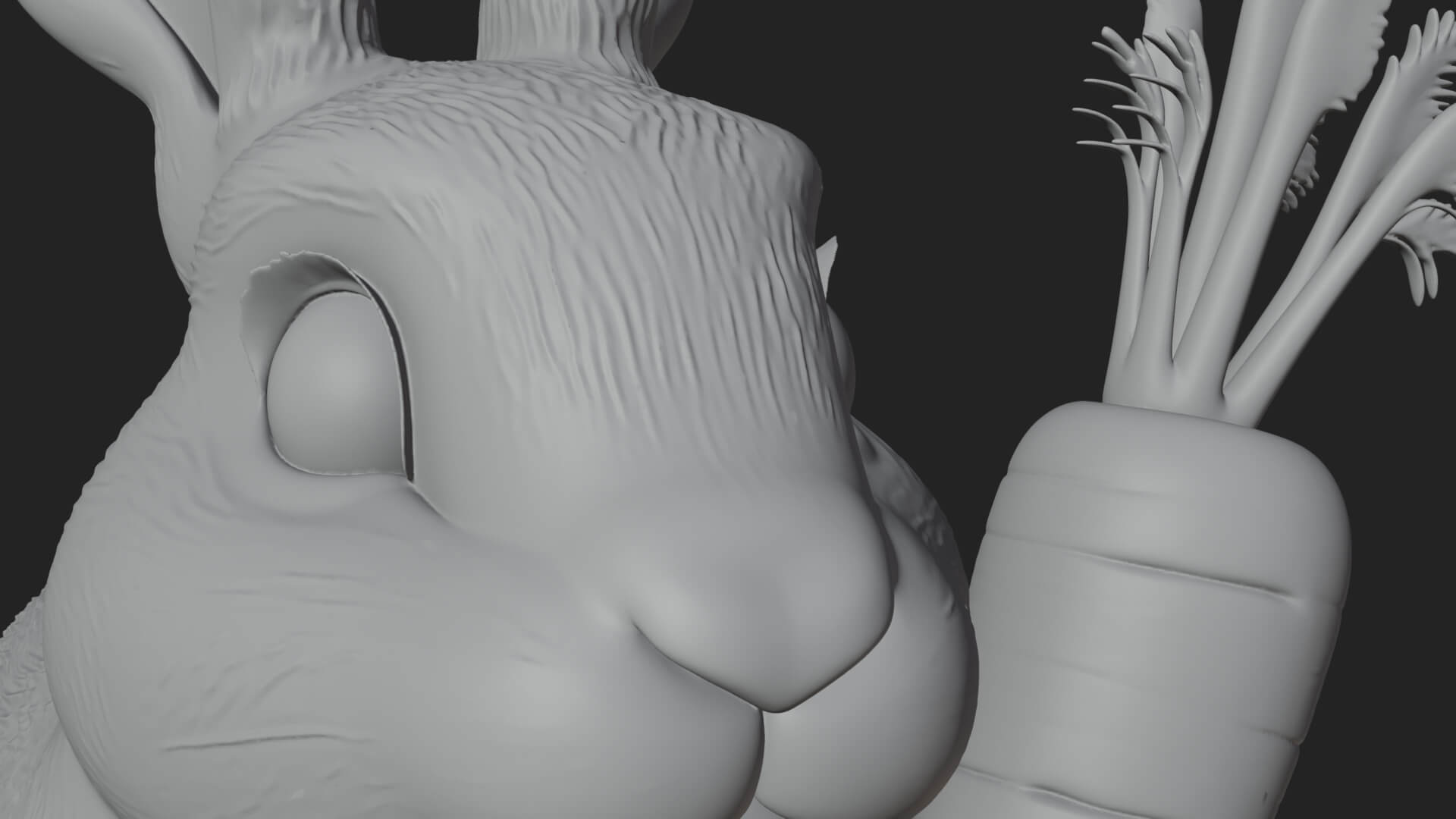 Rabbit with Carrot Statue Design 2 3D Print Model 3D Model