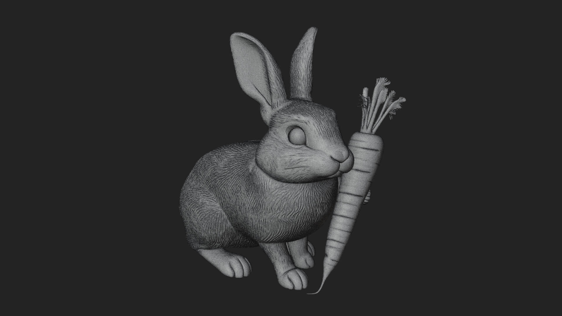 Rabbit with Carrot Statue Design 2 3D Print Model 3D Model