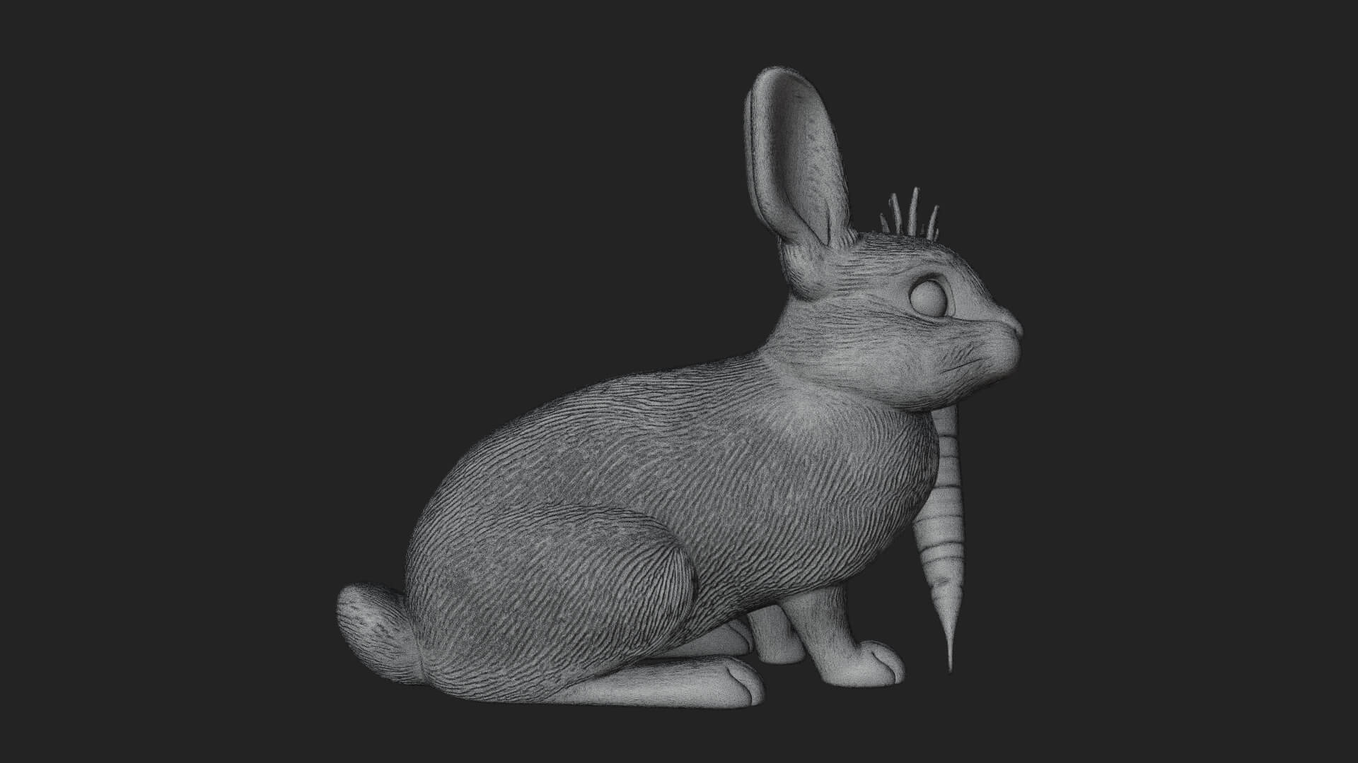 Rabbit with Carrot Statue Design 2 3D Print Model 3D Model