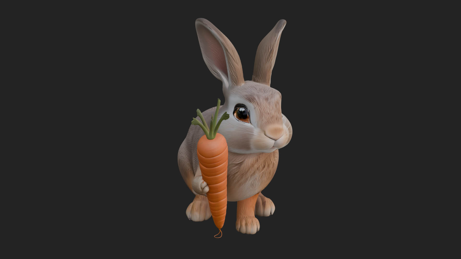 Rabbit with Carrot Statue Design 3 3D Print Model 3D Model