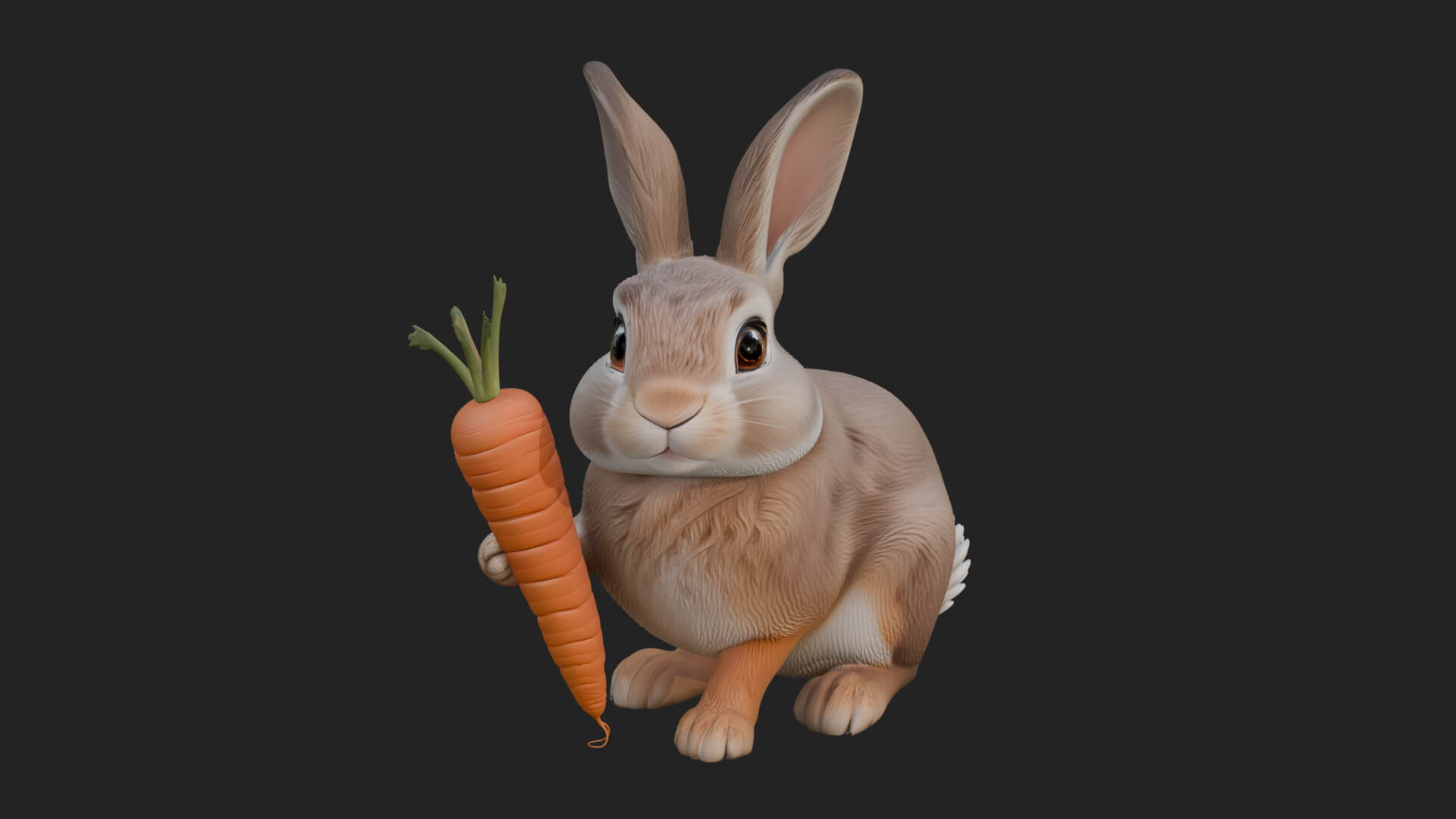 Rabbit with Carrot Statue Design 3 3D Print Model 3D Model
