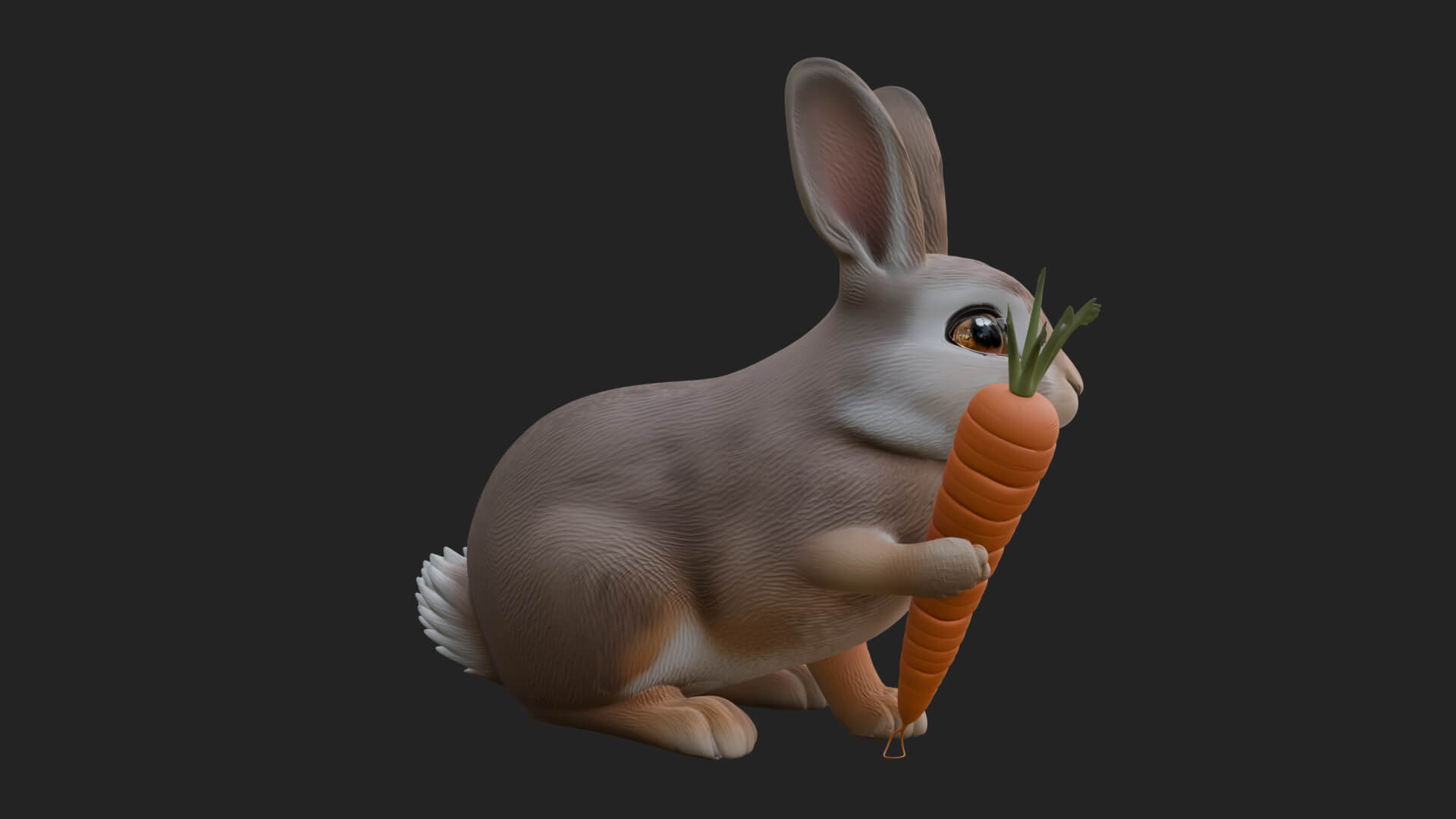 Rabbit with Carrot Statue Design 3 3D Print Model 3D Model