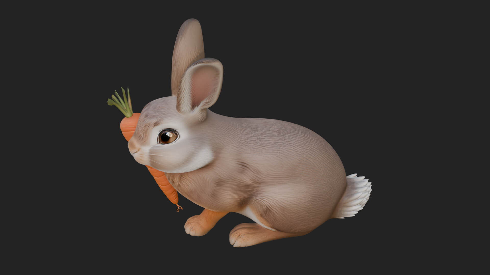 Rabbit with Carrot Statue Design 3 3D Print Model 3D Model