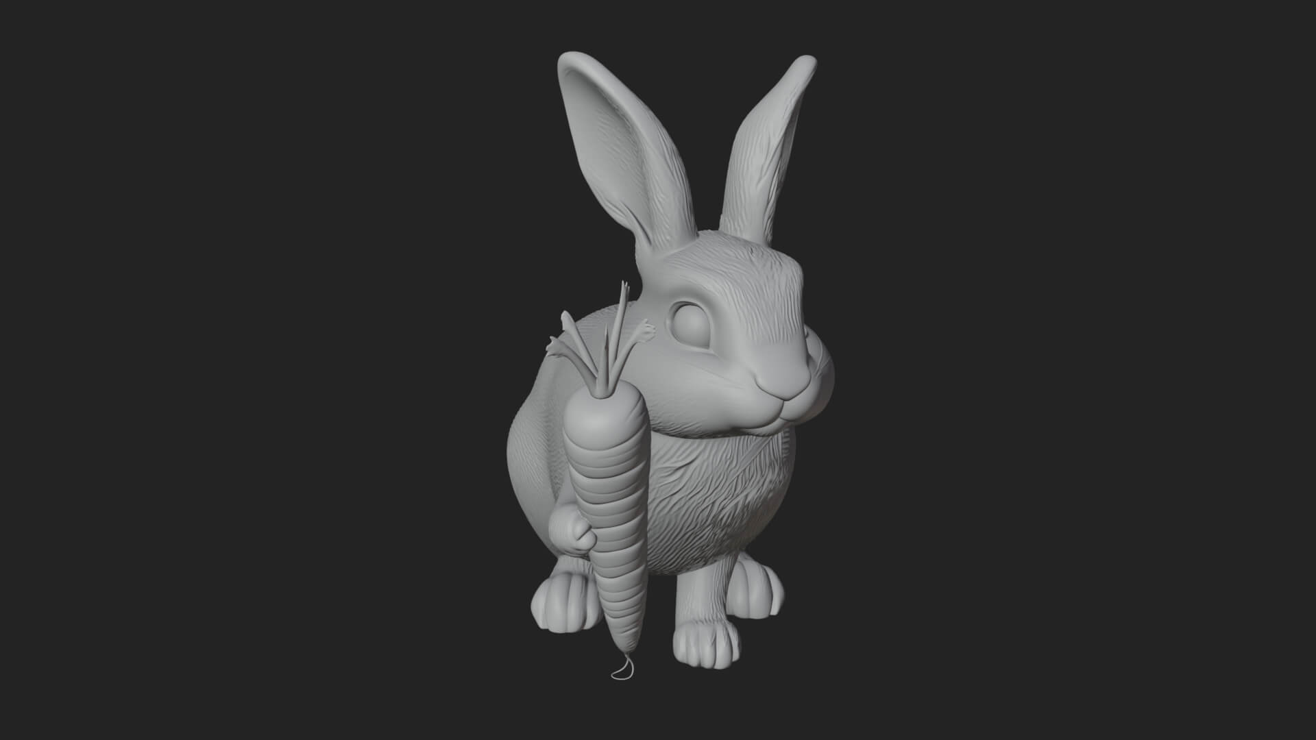 Rabbit with Carrot Statue Design 3 3D Print Model 3D Model